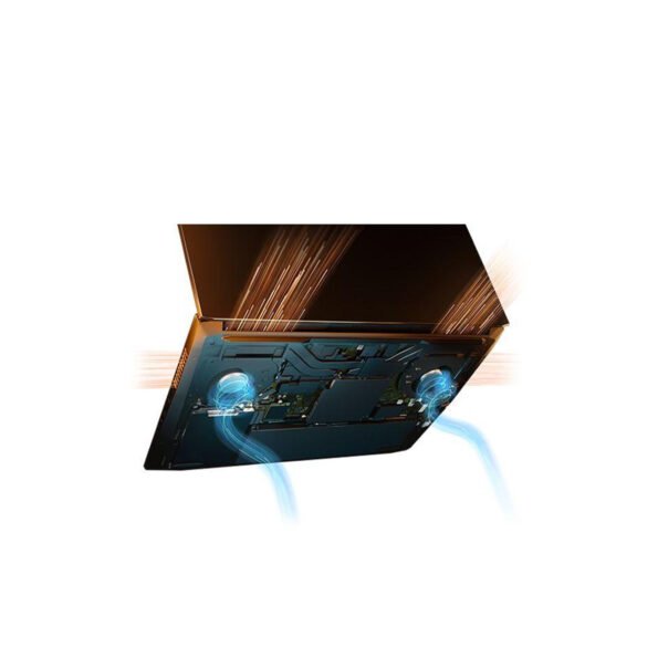 Bottom view of the Lenovo Ideapad 3 Gaming laptop, highlighting its advanced cooling system.