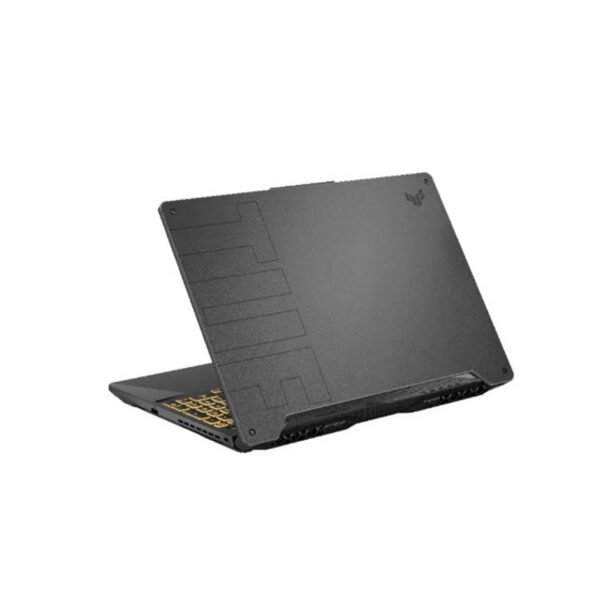 Rear view of the ASUS TUF FX507ZC4-HN002\3W gaming laptop highlighting its durable, textured back cover and cooling exhausts