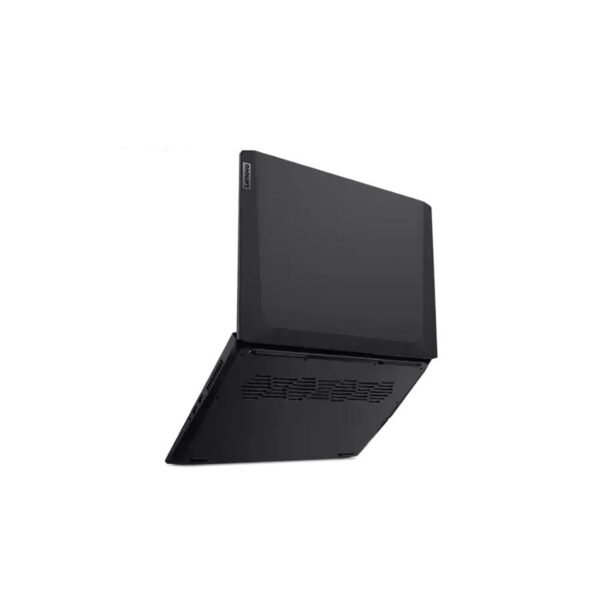 Back view of the Lenovo Ideapad 3 Gaming laptop, focusing on its cooling vents and robust design.