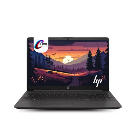 HP Laptop Front View with Sunset Graphic Display