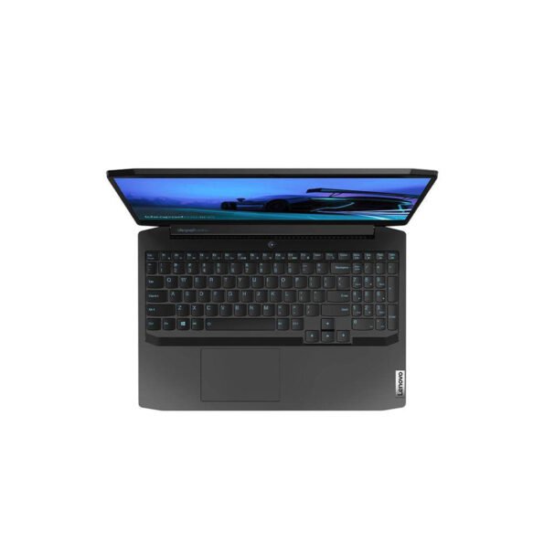 Top view of the Lenovo Ideapad 3 Gaming laptop keyboard with RGB backlighting