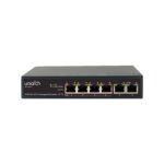 Short Description The SW-2106-P is a 6-Port PoE Switch with 4 PoE ports supporting IEEE802.3af/at standards, delivering up to 65W total power and 30W per port. It offers three working modes, including Surveillance mode for extended transmission distances of up to 250 meters, and features fanless operation with an all-metal housing for reliable performance.