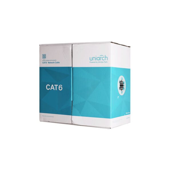 Short Description for CABLE NETWORK UNIARCH (CAB-6-BE)100M CAT6 The CAB-6-BE 100M CAT6 network cable, made from oxygen-free copper, delivers high-speed data transmission over 100 meters. It complies with ISO/IEC11801 and TIA-568-C.2 standards and features a durable PVC sheath that can operate in environments ranging from -20°C to 60°C.