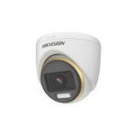 The DS-2CE70DF3T-PF (2.8mm) is a 2 MP ColorVu turret camera designed for indoor use, offering 24/7 color imaging with an F1.0 aperture and 130 dB true WDR for challenging lighting conditions. It is equipped with a 2.8mm lens providing a 106° horizontal FOV, and supports up to 20 meters of night-time color imaging using white light technology. This camera is compatible with multiple video formats (TVI, AHD, CVI, CVBS) and operates reliably between -40°C to 60°C.