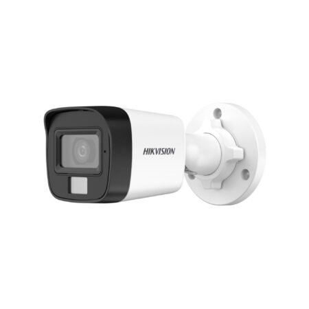 The DS-2CE16K0T-LPFS (3.6mm) is a 3K Smart Hybrid Light mini bullet camera designed for outdoor use, featuring 24/7 color and IR imaging with an F2.0 aperture. It offers an 81.3° horizontal field of view with a 3.6mm fixed lens and provides up to 25 meters of IR and 20 meters of white light night-time imaging. The camera includes a built-in microphone for high-quality audio and is IP67-rated for protection from dust and water.