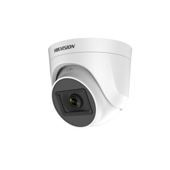 The DS-2CE76H0T-ITPF (2.8mm) is a 5 MP indoor turret camera that provides 2560 × 1944 resolution with EXIR 2.0 infrared technology, offering up to 20 meters of night vision. The camera supports four video signal formats (TVI, AHD, CVI, CVBS), and features Digital WDR for improved image quality in high-contrast lighting. This camera is ideal for medium-range indoor surveillance applications and operates reliably in temperatures between -40°C and 60°C.