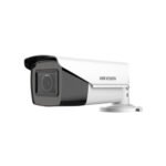 The DS-2CE19H0T-AIT3ZF (2.7-13.5mm) is a 5 MP outdoor bullet camera with a motorized varifocal lens offering 95° to 26° horizontal FOV. It supports Digital WDR, Smart IR, and provides up to 40 meters of night vision with its IR technology. The camera supports four video signal formats (TVI, AHD, CVI, CVBS) and is IP67-rated for protection against dust and water.