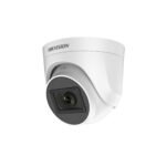 The DS-2CE76U0T-ITPF (2.8mm) is an 8 MP indoor turret camera providing 4K resolution with EXIR 2.0 infrared technology, offering up to 30 meters of night vision. The camera supports four video signal formats (TVI, AHD, CVI, CVBS) and includes Digital WDR for improved image quality in high-contrast lighting. It is designed for indoor use and operates reliably in temperatures between -40°C to 50°C.