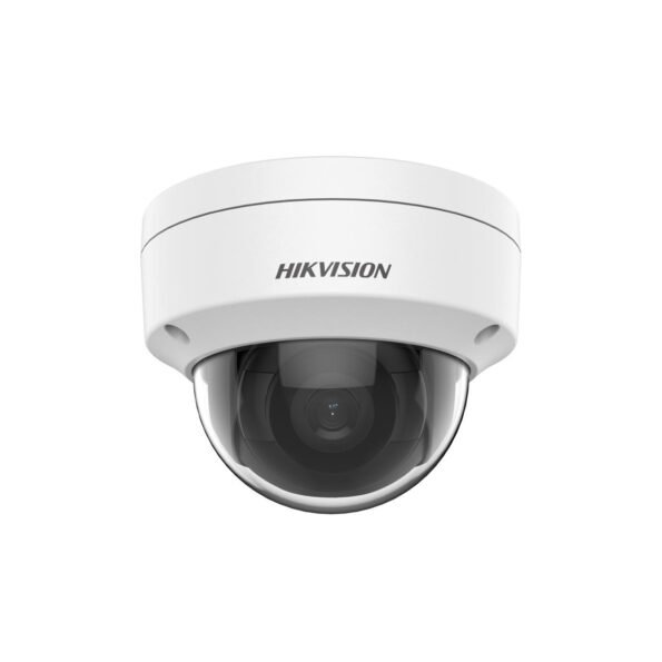 The DS-2CD1123G0E-I (2.8mm) is a 2 MP outdoor/indoor dome camera featuring Smart IR technology with a range of up to 30 meters, Digital WDR, 3D DNR, and support for motion detection, video tampering alarms, and privacy masking. It is also IK10 vandal-resistant and IP67-rated for water and dust resistance.