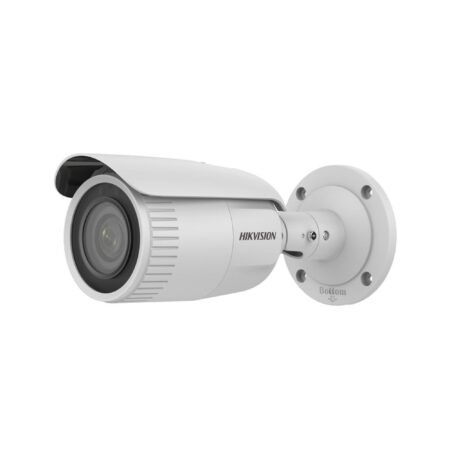 The DS-2CD1623G0-IZ is a 2 MP bullet camera with a motorized varifocal lens (2.8-12 mm) for flexible field-of-view adjustment. It supports Digital WDR, 3D DNR, and Smart IR for excellent imaging in various lighting conditions, including up to 50 meters of IR range. The camera is IP67-rated for outdoor use and supports H.265+ compression for efficient video storage.