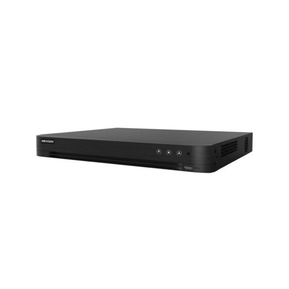 The iDS-7216HQHI-M2/S is a 16-port hybrid AcuSense DVR with H.265 Pro+/H.265 Pro compression, supporting up to 24 IP cameras and 16 analog channels. It includes deep learning features like human/vehicle classification, facial detection and capture, and perimeter protection. With HDMI and VGA outputs, 16-channel synchronous playback, and 2 SATA interfaces for up to 10 TB storage, it is ideal for high-capacity surveillance systems.