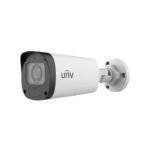 "Angled right-side view of IPC2322LB-ADZK-G 2MP HD IR VF Bullet Network Camera, featuring a motorized zoom lens, built-in microphone, and robust metal construction."
