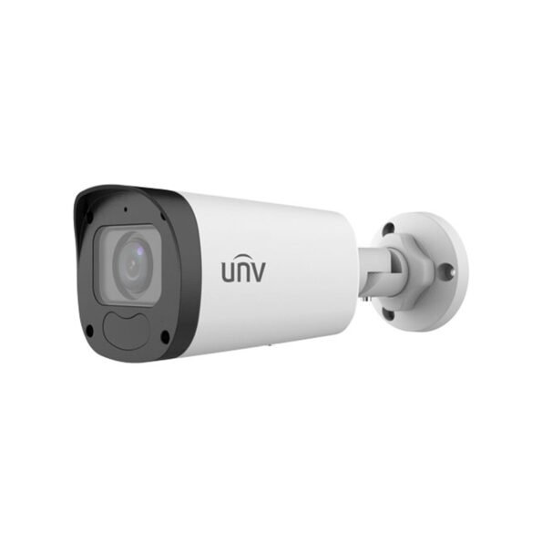 Angled right-side view of IPC2324LB-ADZK-G 4MP HD IR Bullet Network Camera featuring motorized zoom lens and solid construction.