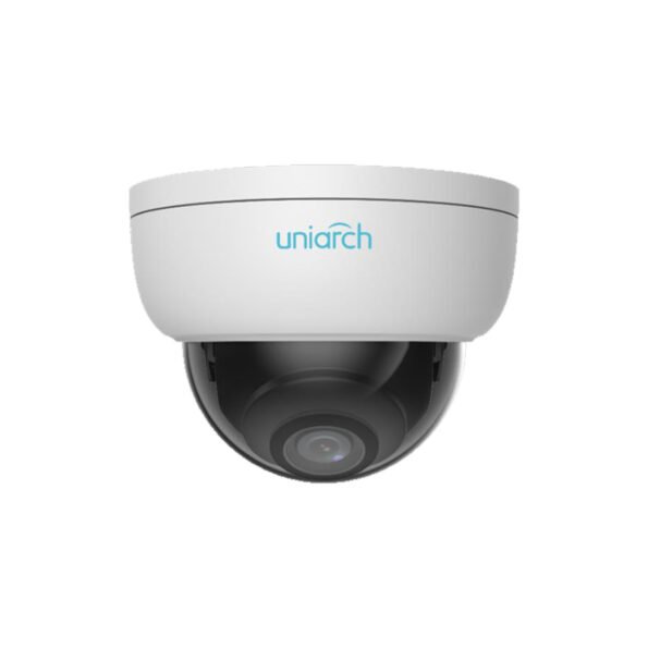 The Uniarch IPC-D122-PF28 is a 2MP vandal-resistant IR dome camera featuring Smart IR technology with 30m night vision, Ultra 265 compression, and IK10 vandal protection, perfect for tough environments and extreme weather conditions.