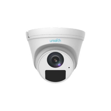 The IPC-T122-APF28 is a 2MP Mini Fixed Dome Network Camera that offers Smart IR technology for up to 30m night vision, supports Ultra 265 compression, and comes with a built-in microphone for audio monitoring. It is designed for both indoor and outdoor environments, with an IP67 weather resistance rating.