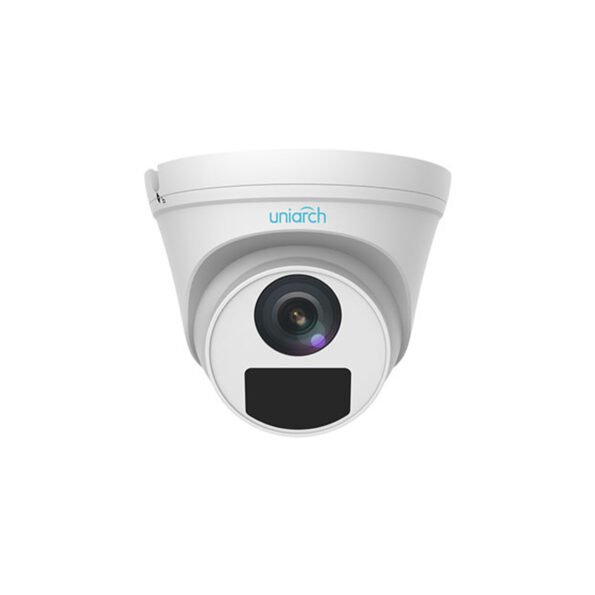The Uniarch IPC-T122-PF28 is a 2MP fixed dome network camera featuring Smart IR technology for night vision up to 30 meters, Ultra 265 video compression, and a weatherproof IP67 design, making it ideal for outdoor surveillance.