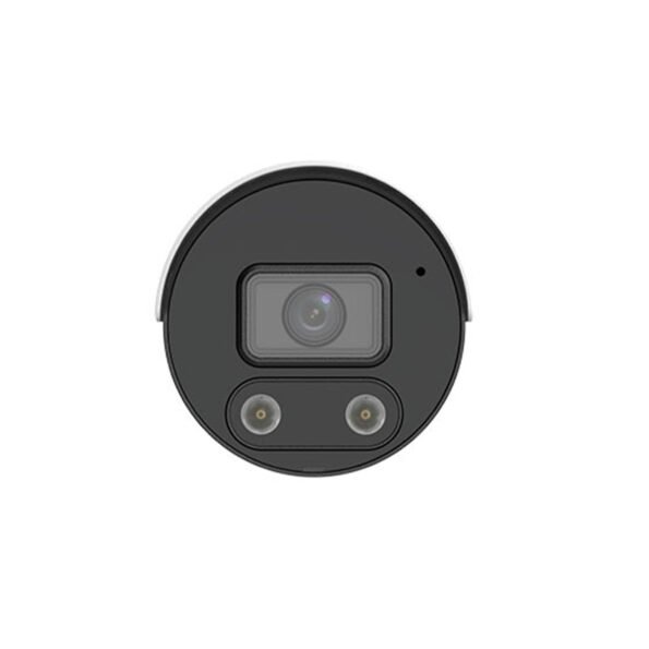 Front view of the IPC2122LE-ADF40KMC-WL 2MP HD ColorHunter Mini IR Fixed Bullet Network Camera highlighting the compact design and lens