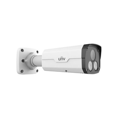 Angled side view of IPC2225SE-DF40K-WL-I0 5MP ColorHunter Fixed Bullet Network Camera with dual LED lights.