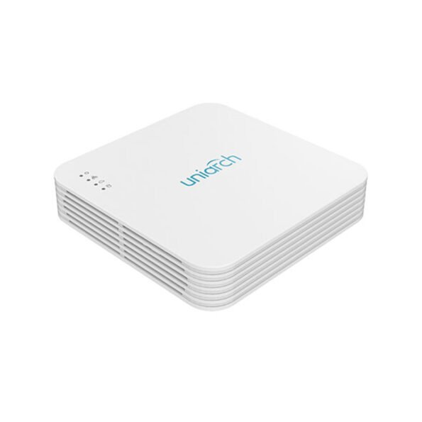 The UNIARCH NVR-108LS-P8 is a 8-channel NVR with PoE functionality, supporting Ultra 265, H.265, and H.264 video compression. It provides simultaneous HDMI and VGA output and supports recording resolutions up to 5MP. This NVR is ideal for medium-scale surveillance systems with up to 6TB of storage capacity and cloud upgrade support.