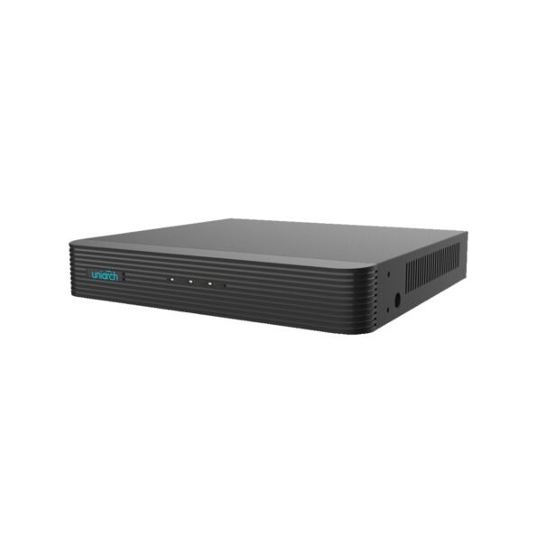 The UNIARCH NVR-116E2 is a feature-rich 16-channel NVR supporting Ultra 265/H.265/H.264 video compression and 8MP recording resolution. It offers simultaneous HDMI and VGA output, allowing high-definition display, and supports up to 16 IP cameras. With 1 SATA HDD capacity up to 6TB and cloud upgrade functionality, this NVR is ideal for medium to large-scale surveillance systems.