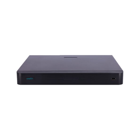 The UNIARCH NVR-216S2-P16 is a 16-channel NVR that supports Ultra 265, H.265, and H.264 video compression with 4K HDMI output. It features 16 PoE ports, supports up to 2 SATA HDDs with a maximum capacity of 10TB each, and offers remote access via web browsers, smartphone apps, and PC software.