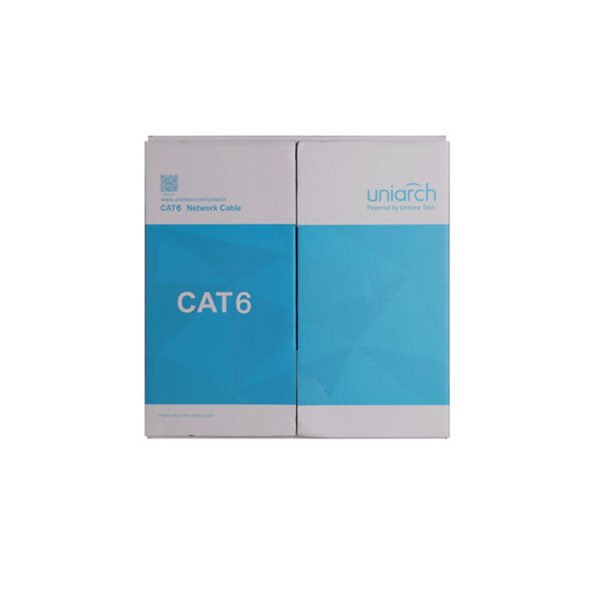 Short Description for CABLE NETWORK UNIARCH (CAB-6-BE)100M CAT6 The CAB-6-BE 100M CAT6 network cable, made from oxygen-free copper, delivers high-speed data transmission over 100 meters. It complies with ISO/IEC11801 and TIA-568-C.2 standards and features a durable PVC sheath that can operate in environments ranging from -20°C to 60°C.