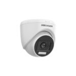 The DS-2CE76D0T-LPFS (2.8mm) is a 2 MP CMOS indoor/outdoor turret camera equipped with a 2.8mm lens providing a 101° horizontal FOV. It supports Smart Hybrid Light technology, offering up to 20 meters of both IR and white light night vision. The camera also includes a built-in microphone for audio recording over coaxial cable and supports multiple video formats (TVI, AHD, CVI, CVBS). With Digital WDR and 2D DNR, it ensures clear images even in challenging lighting conditions. The camera operates in temperatures ranging from -40°C to 60°C and is ideal for versatile security applications.