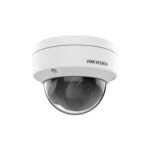 The DS-2CD1123G0E-I (2.8mm) is a 2 MP outdoor/indoor dome camera featuring Smart IR technology with a range of up to 30 meters, Digital WDR, 3D DNR, and support for motion detection, video tampering alarms, and privacy masking. It is also IK10 vandal-resistant and IP67-rated for water and dust resistance.