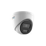 This 4 MP ColorVu fixed turret camera provides high-quality, 24/7 color imaging with advanced low-light performance. It supports H.265+ compression technology, is IP67-rated for water and dust resistance, and includes a built-in microphone for enhanced audio performance.