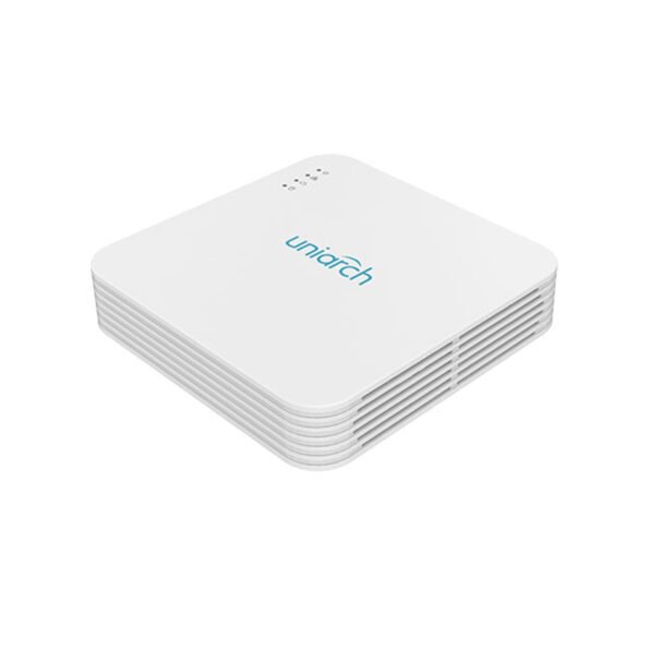 The UNIARCH NVR-108LS-P8 is a 8-channel NVR with PoE functionality, supporting Ultra 265, H.265, and H.264 video compression. It provides simultaneous HDMI and VGA output and supports recording resolutions up to 5MP. This NVR is ideal for medium-scale surveillance systems with up to 6TB of storage capacity and cloud upgrade support.