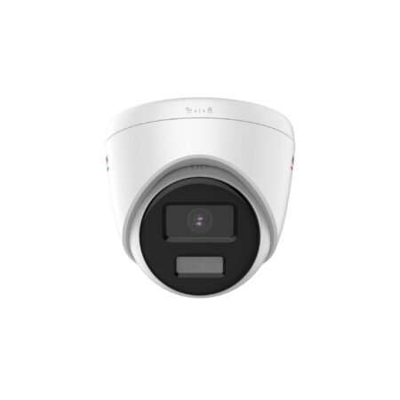 This 4 MP ColorVu fixed turret camera provides high-quality, 24/7 color imaging with advanced low-light performance. It supports H.265+ compression technology, is IP67-rated for water and dust resistance, and includes a built-in microphone for enhanced audio performance.